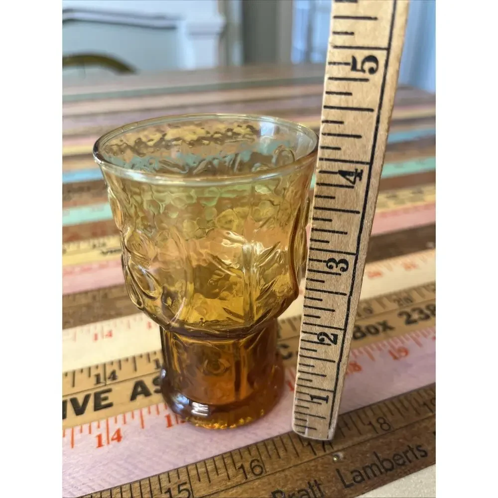 Vintage Libbey Amber Brown Country Garden Daisy Juice Glasses Tumblers Set Of 4